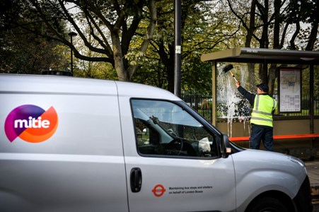 mitie cleaning a bus stop in london mitie cleaning a bus stop in london